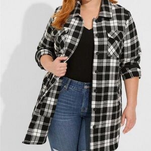 Torrid Black and White Plaid Midi Shacket